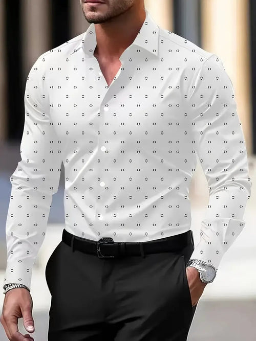 Men's Business Print Long Sleeve Shirt