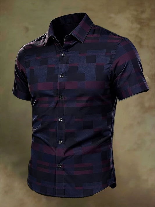 Men's Retro Bauhaus Geometric Short-Sleeve Shirt
