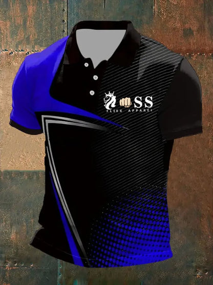Men's Retro Letter Print Casual Polo Shirt