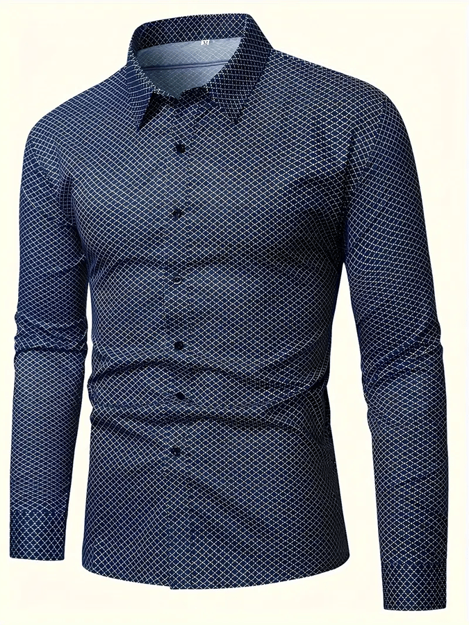 Men's Geometric Design Business Casual Shirt