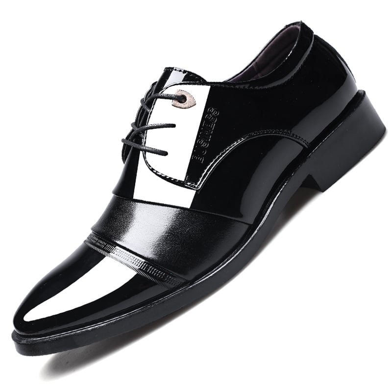 Men's Business Casual Pointed Toe Patchwork Faux Leather Oxfords Shoes