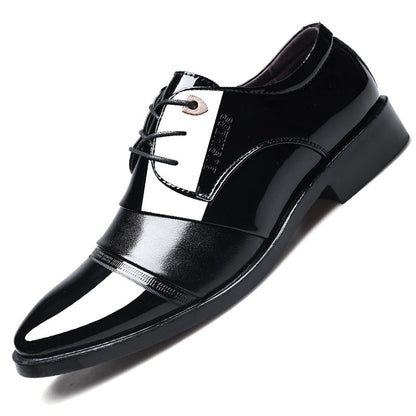 Men's Business Casual Pointed Toe Patchwork Faux Leather Oxfords Shoes