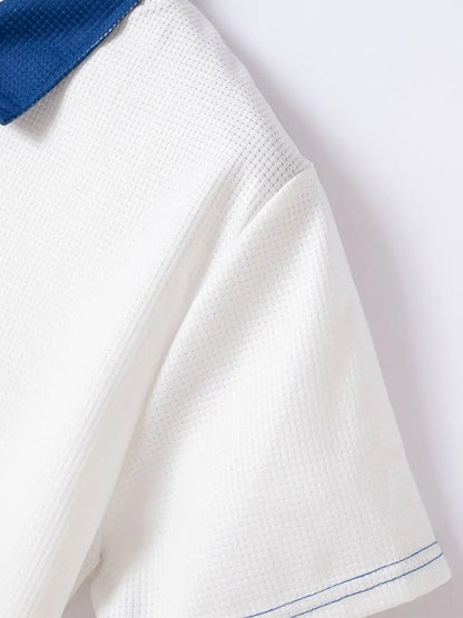 Men's Waffle Fabric Fashion Casual Polo Shirt