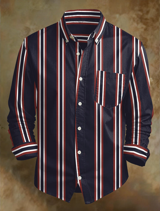 Men's Retro Abstract Art Print Comfortable Business Style Shirt