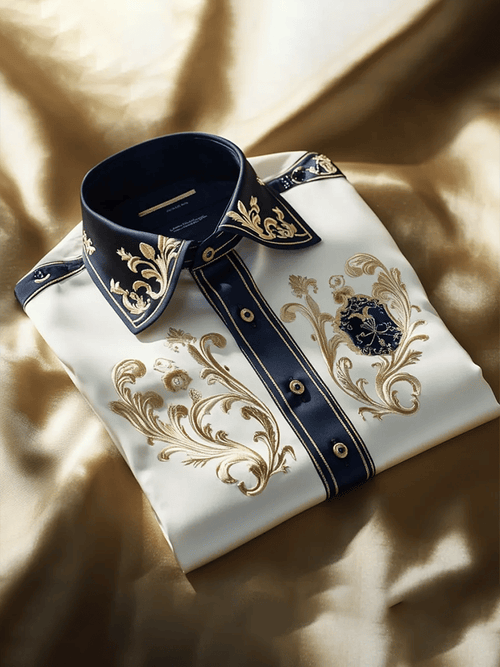Men's Satin Luxe Print Short Sleeve Button Shirt