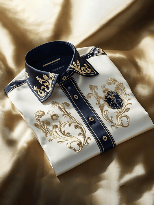 Men's Satin Luxe Print Short Sleeve Button Shirt