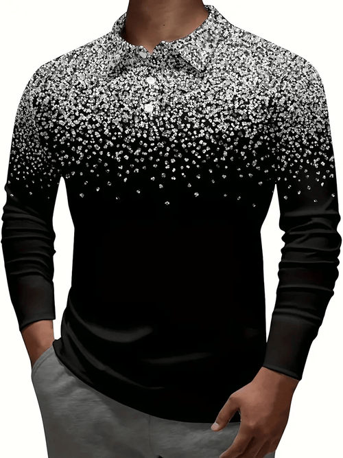 Men's Business Casual Striped Long Sleeve Polo