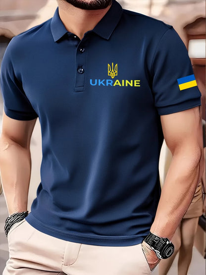 Men's Ukraine Flag Print Polo Shirt