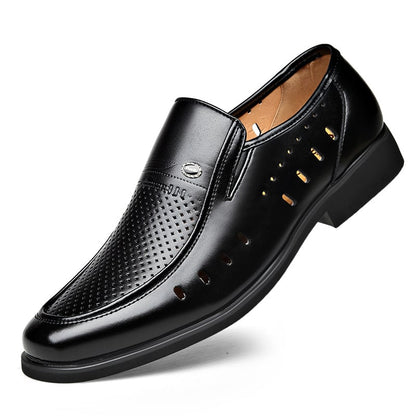 Pointed British Men's Business Formal Hollow Leather Shoes