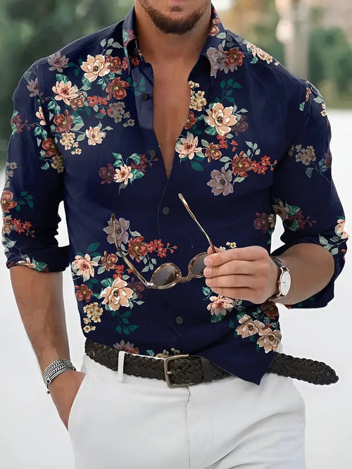 Men's Street Style Business Casual Printed Long Sleeve Shirt