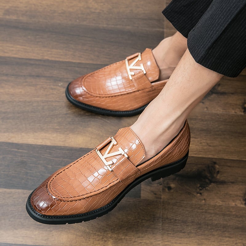 European And American Fashion Pattern Design Business Casual Leather Shoes