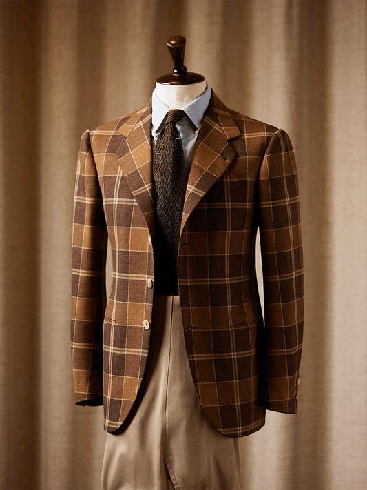 Men's Fashionable Plaid Design Single-Breasted Pocket Design Casual Suit