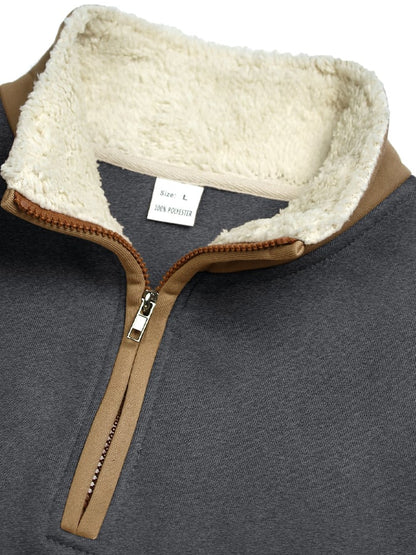 Men's Vintage Distressed Plush Lapel Warm Sweatshirt