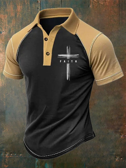 Men's Retro Faith Casual Printed Polo Shirt