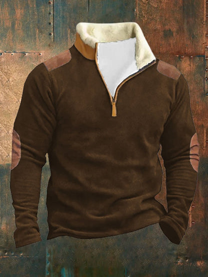 Men's Casual Lapel Long Sleeve Sweatshirt