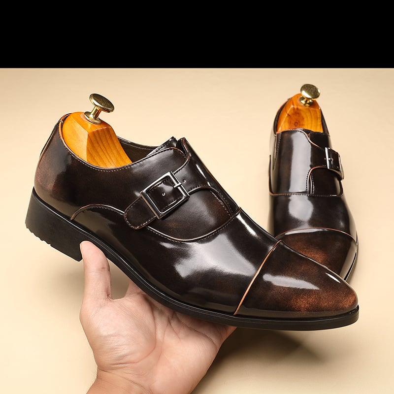 Black Pointed Toe European And American British Style Business Men'S Shoes