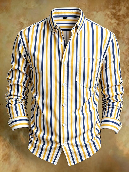 Men's Retro Abstract Art Print Comfortable Business Style Shirt
