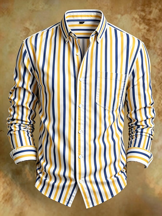 Men's Retro Abstract Art Print Comfortable Business Style Shirt