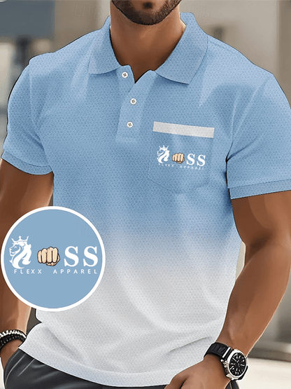 Men's Fashion Business Letter Printed Casual Polo Shirt