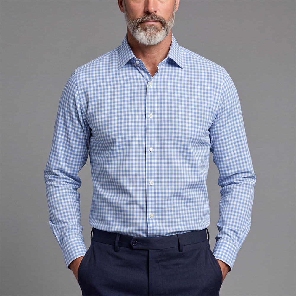 Four-Way Stretch Casual Checkered Shirt