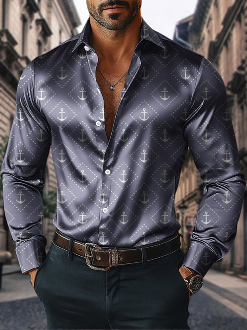Men's Satin Luxe Long Sleeve Button Down Shirt