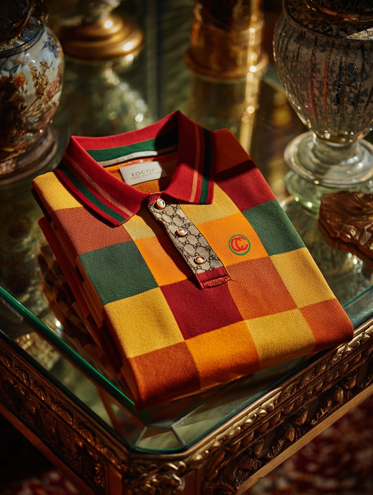 Men's Retro Business Print Long Sleeve Polo Shirt
