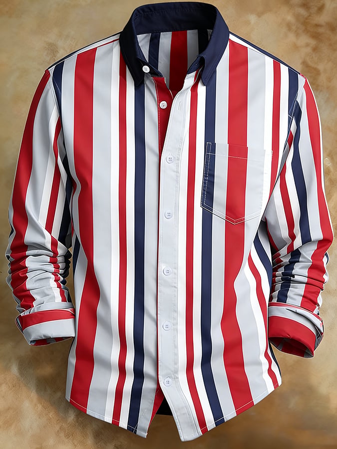 Men's Retro Abstract Art Print Comfortable Business Style Shirt