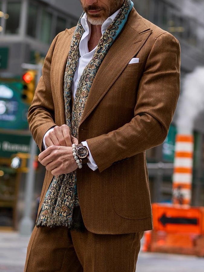Men's Vintage Single Breasted Pocket Gentleman's Business Suit Jacket