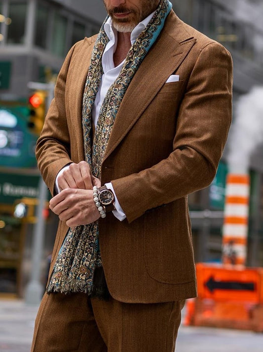 Men's Vintage Single Breasted Pocket Gentleman's Business Suit Jacket