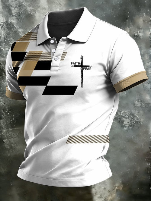 Men's Retro Faith  Casual Printed Polo Shirt