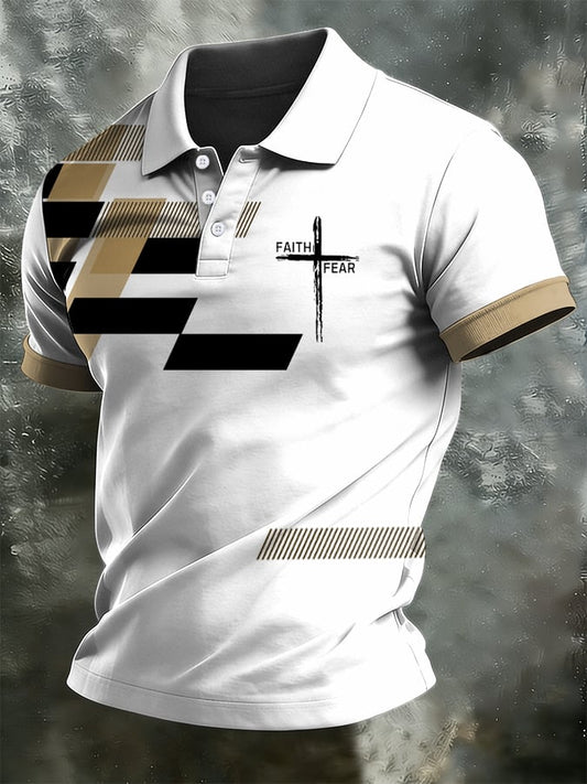 Men's Retro Faith  Casual Printed Polo Shirt