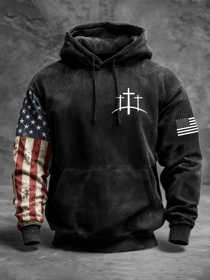 Men's Faith Print Long Sleeve Hooded Sweatshirt