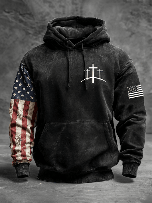 Men's Faith Print Long Sleeve Hooded Sweatshirt