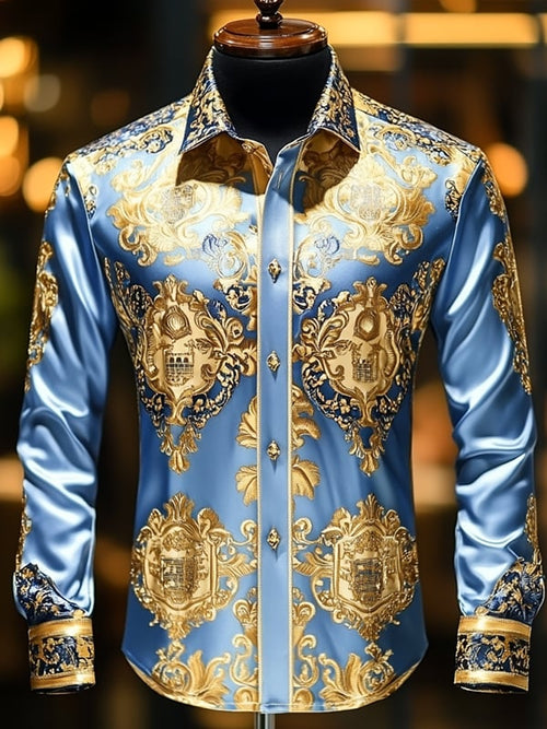 Men's Satin Luxe Long Sleeve Button Down Shirt