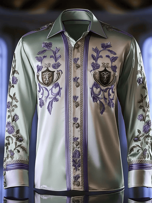 Men's Satin Luxe Long Sleeve Button Down Shirt