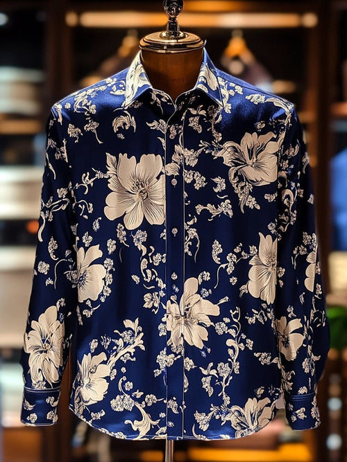 Men's Casual Abstract Printed Long Sleeve Shirt