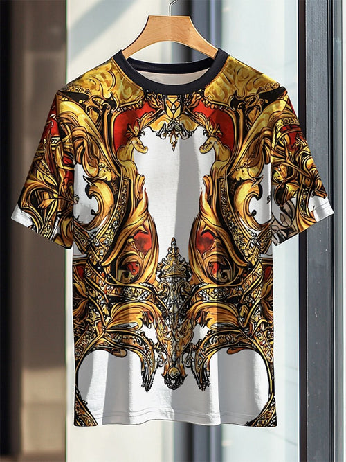 Men's Business Luxury Printed  Cotton Short Sleeve T-Shirt