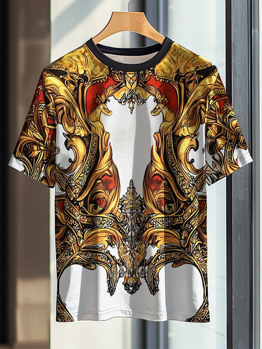 Men's Business Luxury Printed  Cotton Short Sleeve T-Shirt