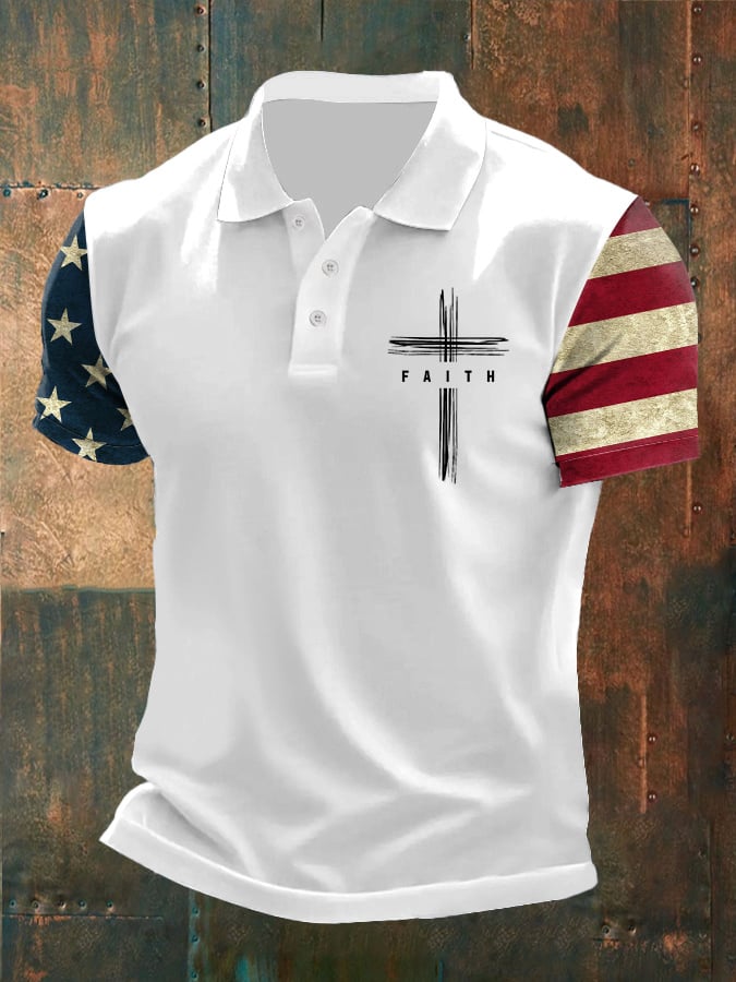Men's Independence Day Camouflage Print Casual Polo Shirt