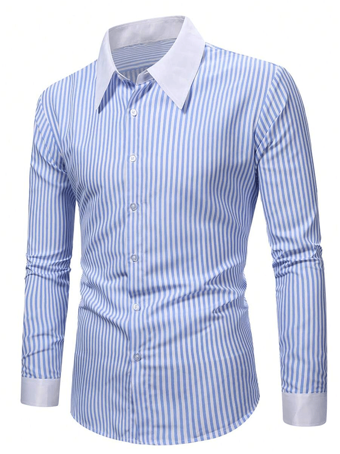 Men's Striped Business Casual Shirt