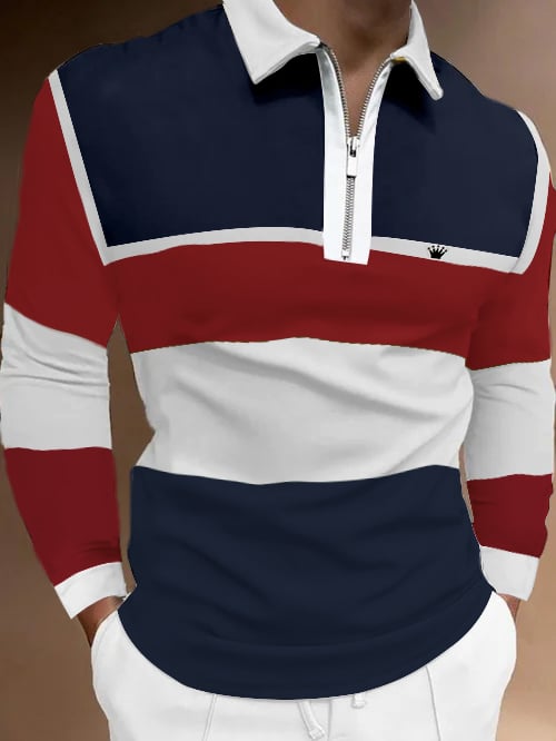 Men's Contrast Casual Polo Shirt