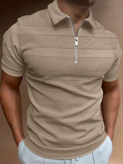 Fashion Casual Lapel Knitted Jacquard Polo