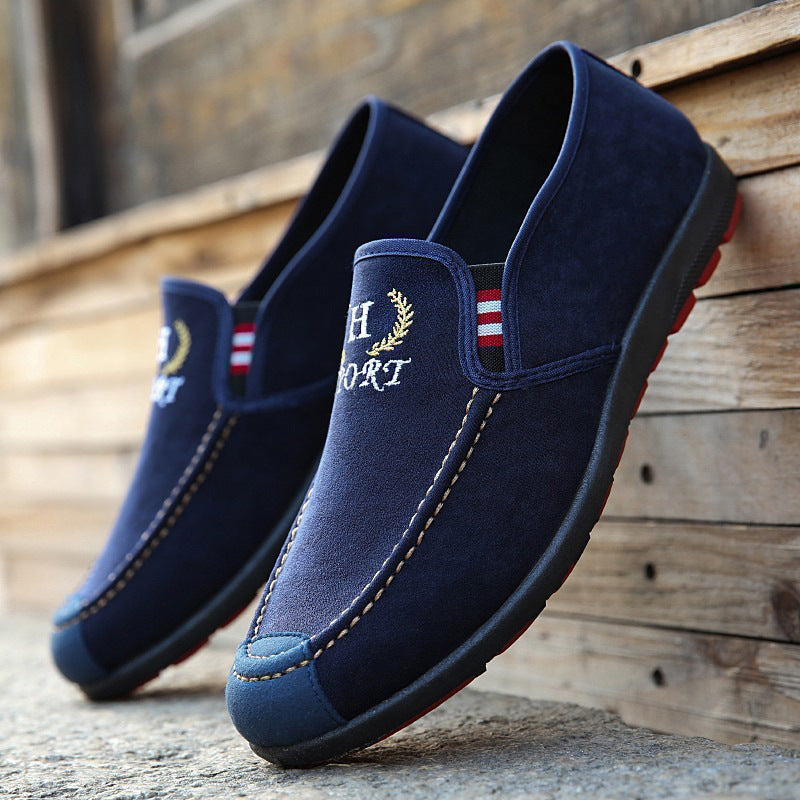 Cowhide-Soled Low-Top Canvas  Loafers