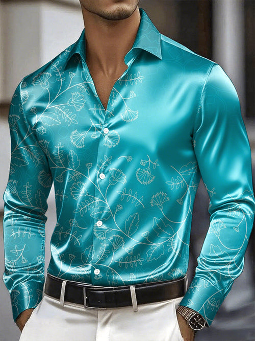 Men's Satin Luxe Long Sleeve Button Down Shirt