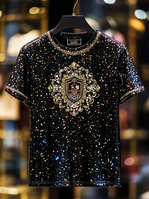 Men's Business Luxury Printed  Cotton Short Sleeve T-Shirt