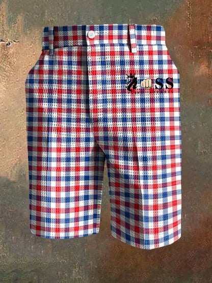 Men's Casual Plaid Waffle Pants