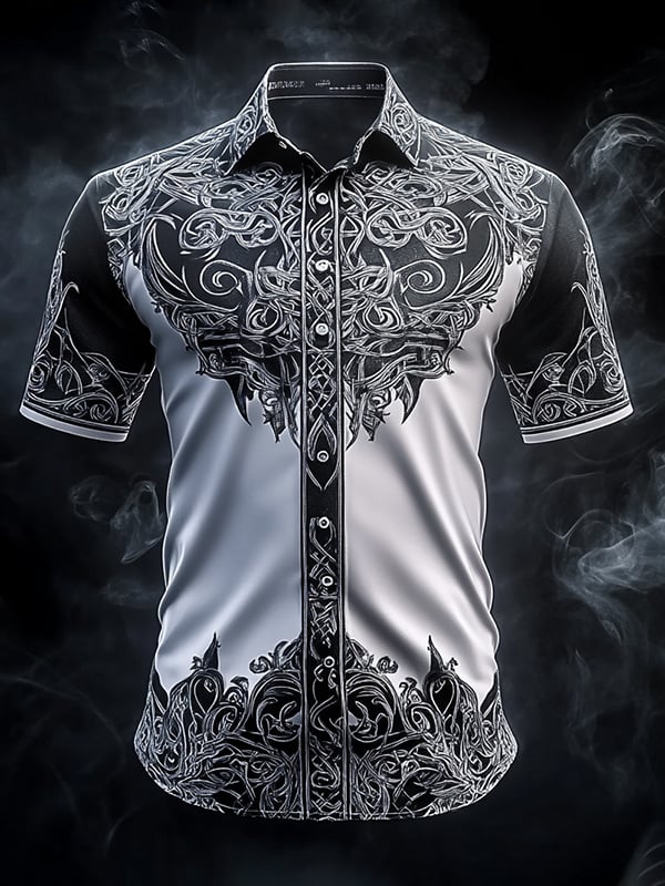 Men's Retro Viking Graphic Short Sleeve Shirt