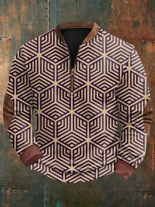Men's Retro Geometric Printed Sweatshirt