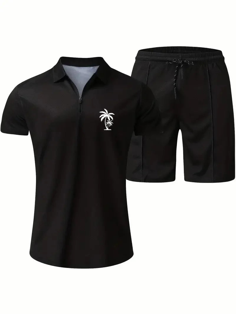 Suitmens Men's Daily Casual Collar Zipper Polo Shirt Set 214