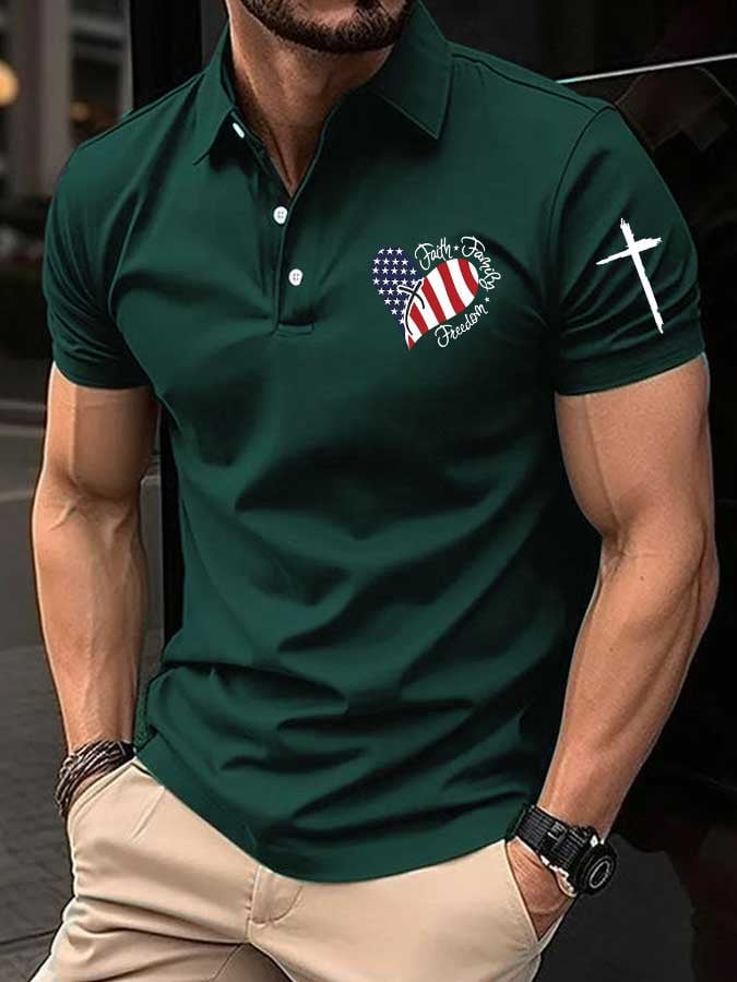 Men's Faith American flag print polo shirt